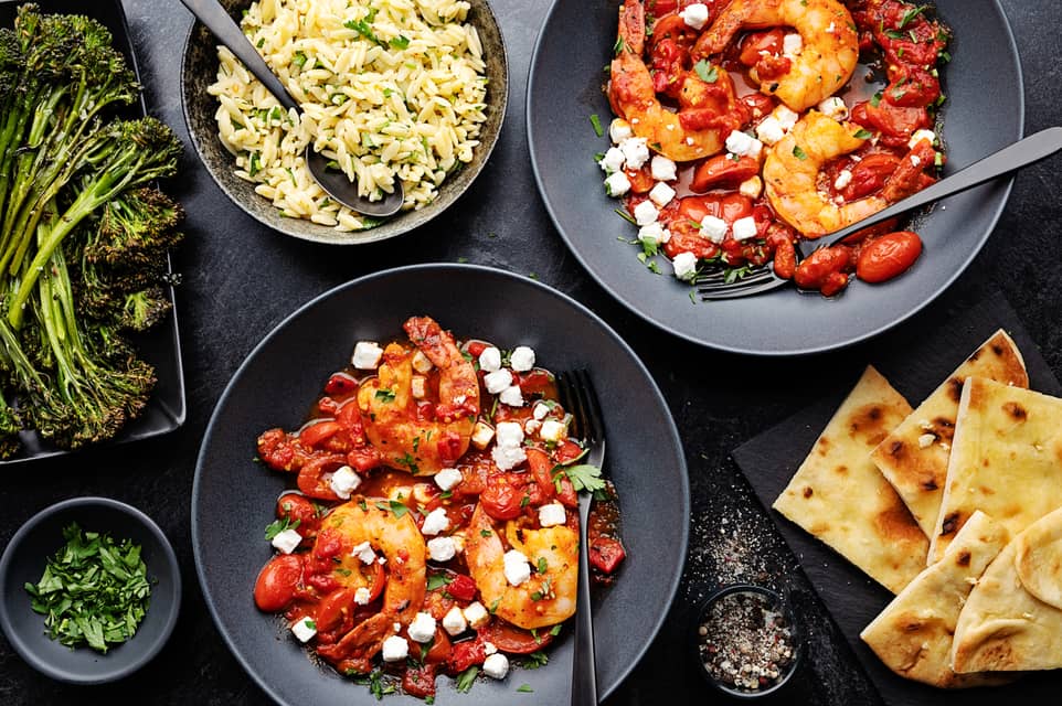 Lartisan tiger shrimp saganakiwith roasted peppers feta - Extra large standard