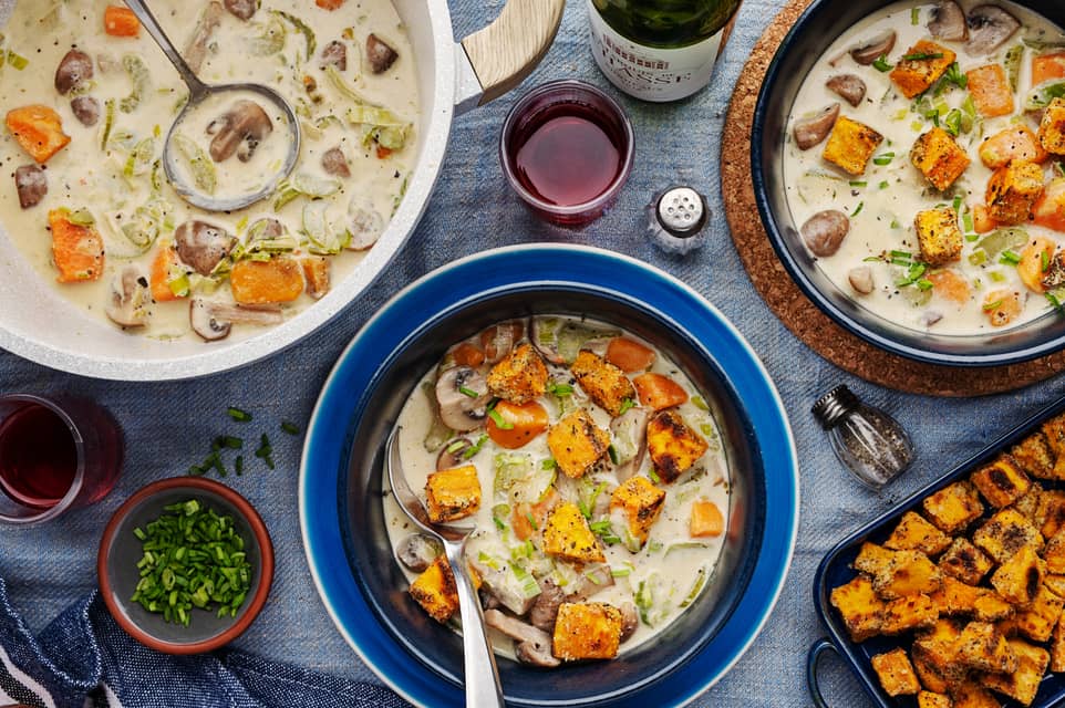 Creamy mushroom leek sweet potato chowder - Extra large standard