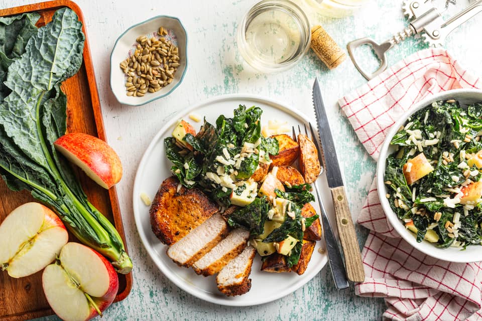 Spiced pork chopswith lacinato kale - Extra large standard