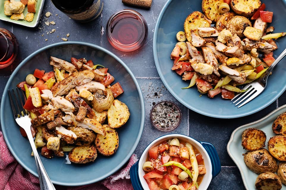 Spiced chicken over warmmediterranean style salad - Extra large standard
