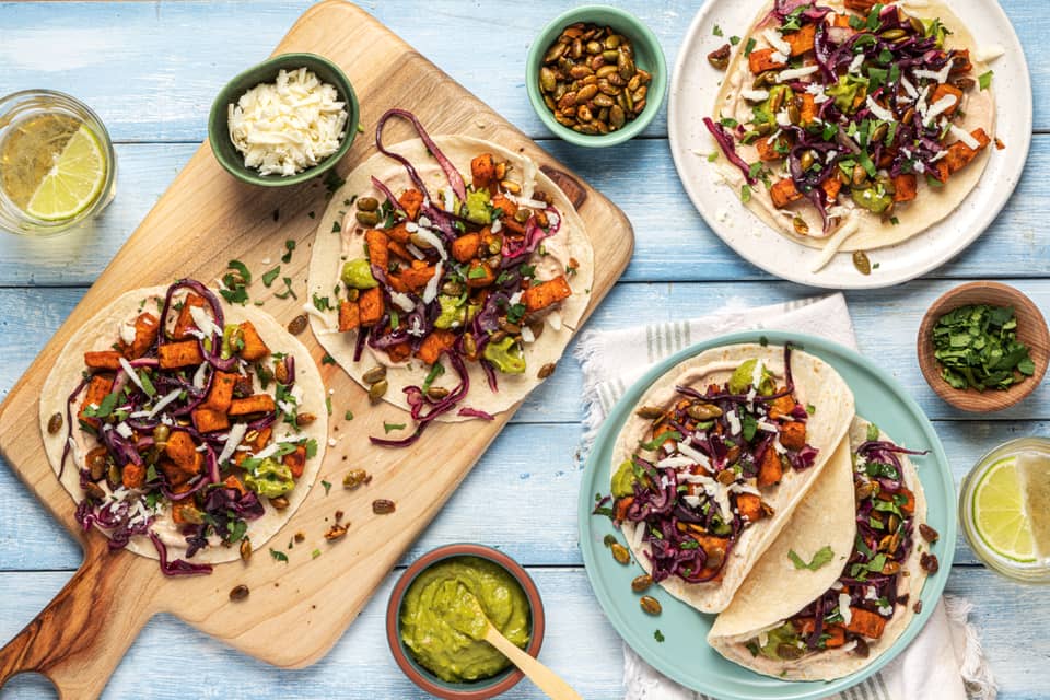 Roasted sweet potato tacos with cabbage slaw - Extra large standard