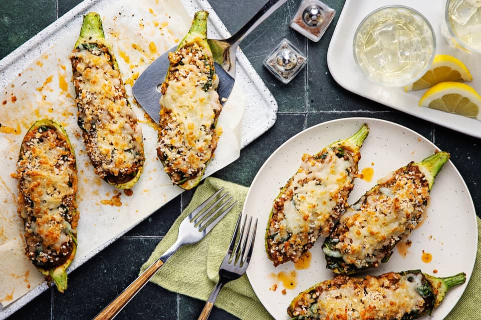 Carb wise ground beefbaked zucchini boats - Extra large standard
