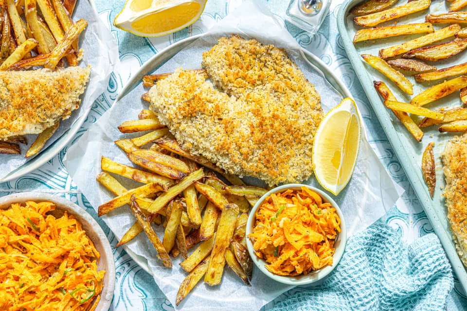 Golden sheet pan fish and chips - Extra large standard
