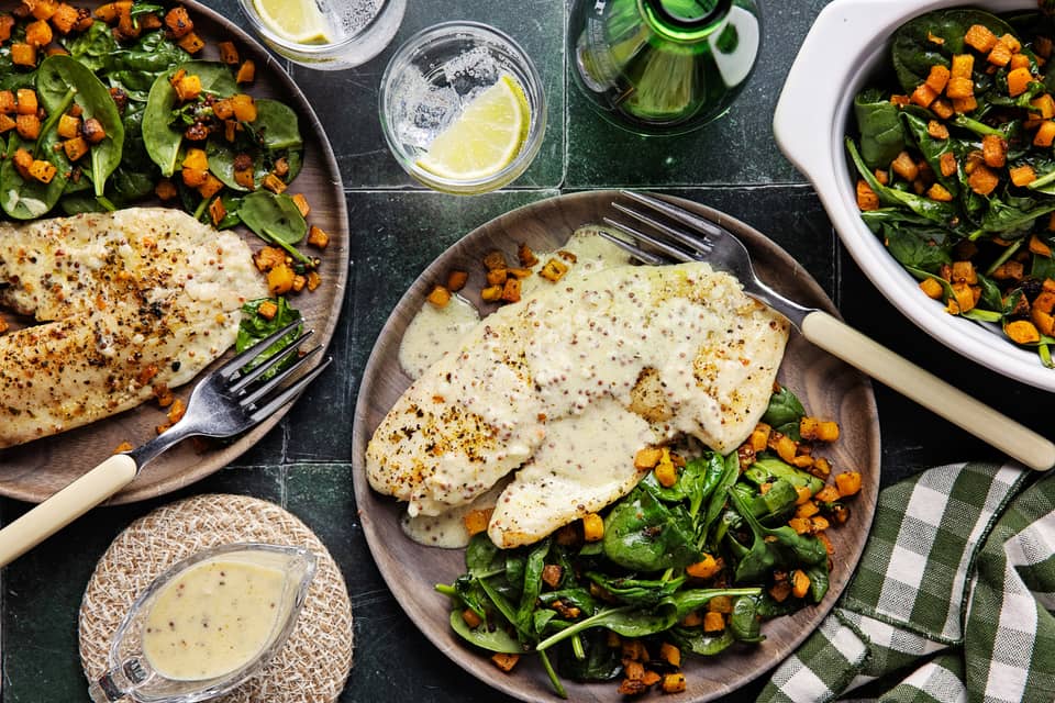 Carb wise pan cooked tilapiawith lemon cream sauce - Extra large standard