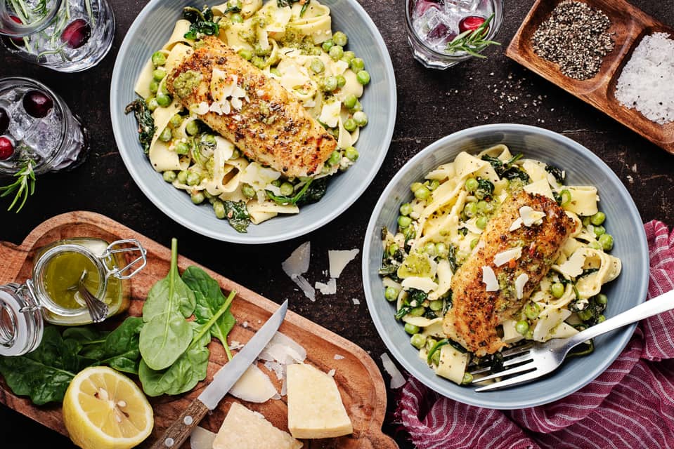 Golden cod over fresh tagliatelle - Extra large standard