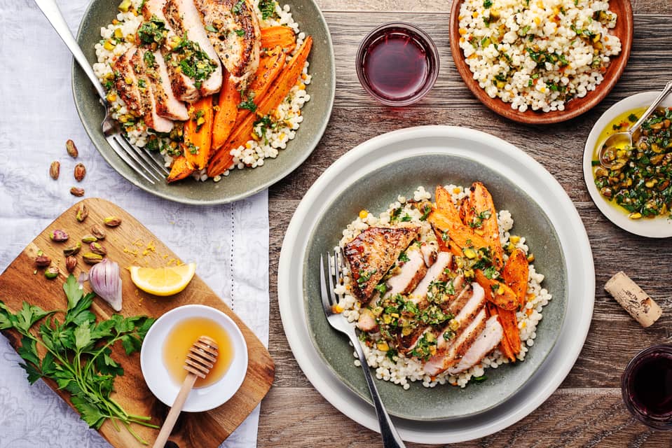 Seared pork chopswith pistachio parsley gremolata - Extra large standard