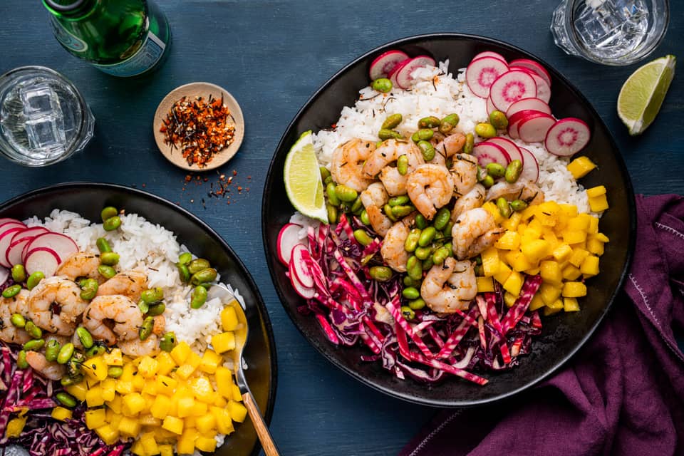Hawaiian style shrimp mango poke bowls - Extra large standard