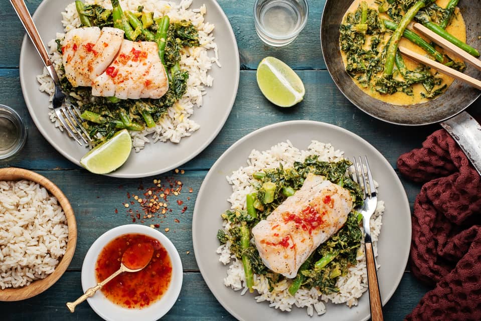 Cod over yellow coconut curry - Extra large standard