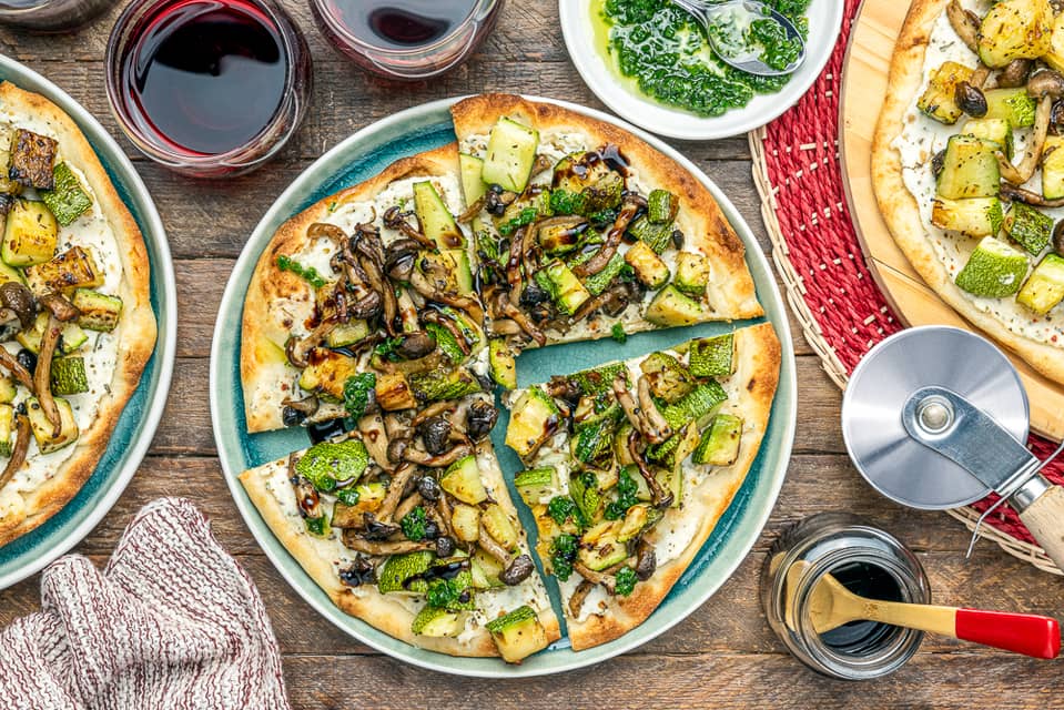 Shimeji heirloom zucchini flatbreads - Extra large standard