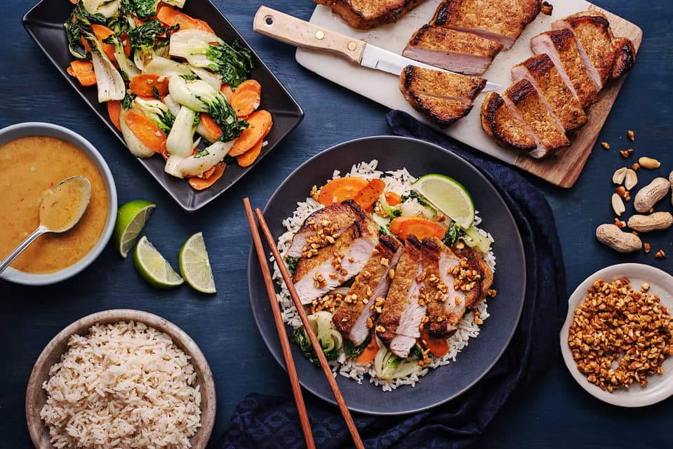 Thai style pork chopswith spiced peanuts - Extra large standard