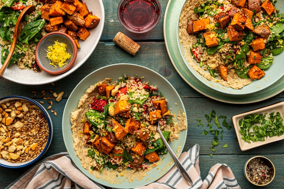 Lemony roasted pepper sweet potato bulgur bowls - Extra large standard