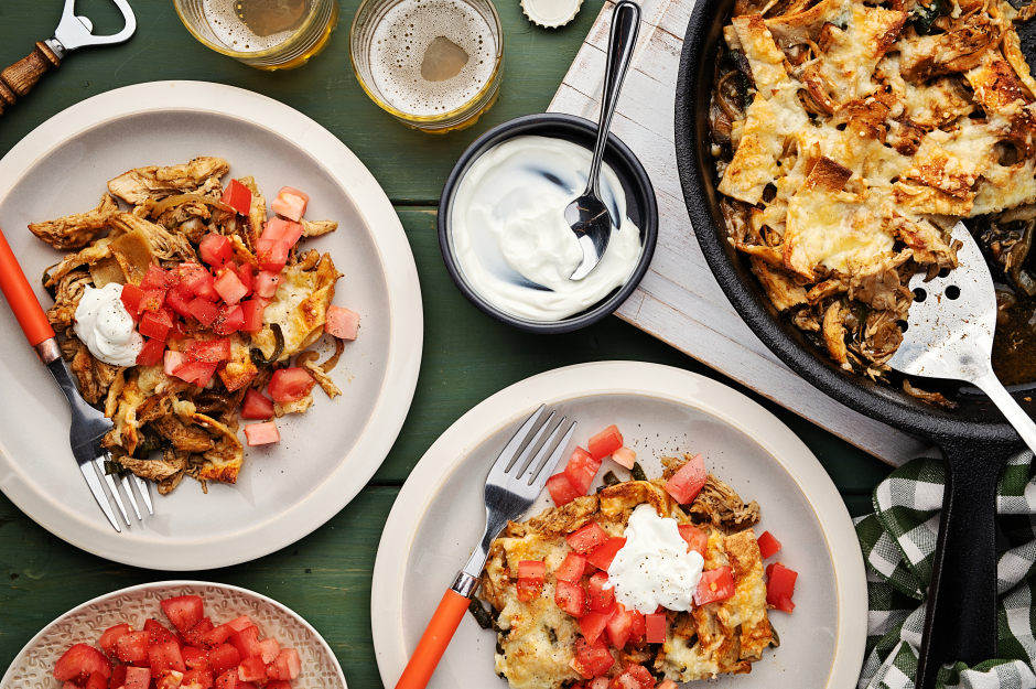 Cheesy Chicken Enchilada Skillet