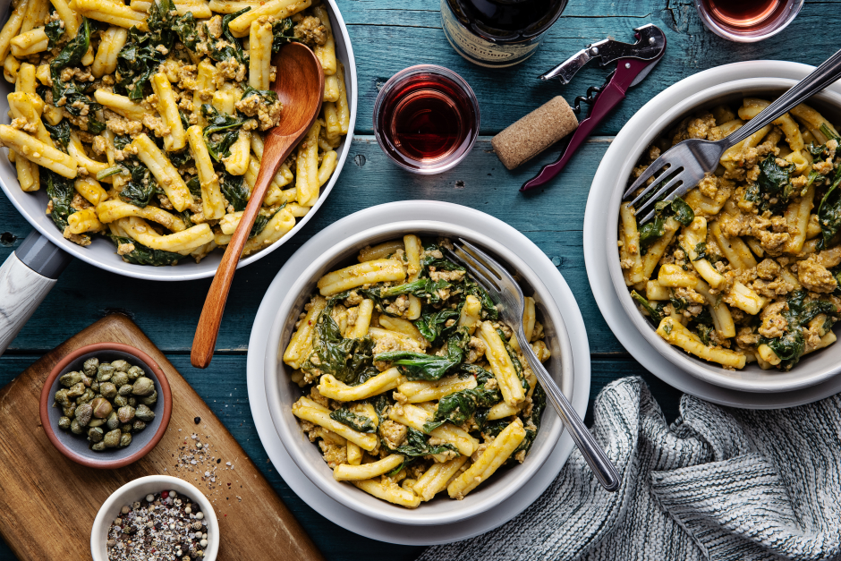 Ground Pork & Pesto Pantesco Gemelli