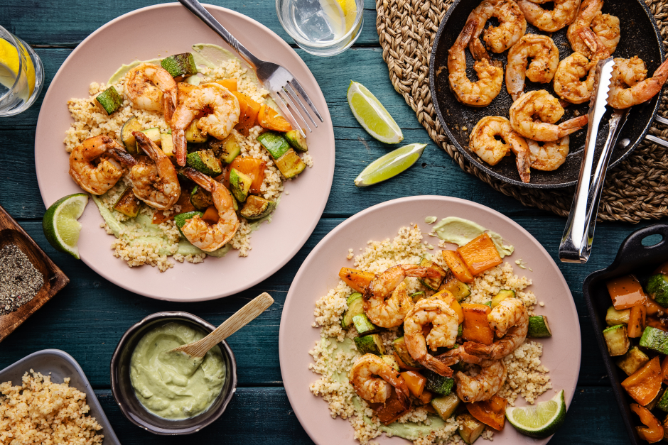 Sain + Sensé: Crevettes aux épices à tacos et légumes sautés