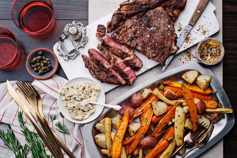 L'Artisan: Grass-Fed AAA Bone-In Rib Steak for Two with Garlic-Caper Butter