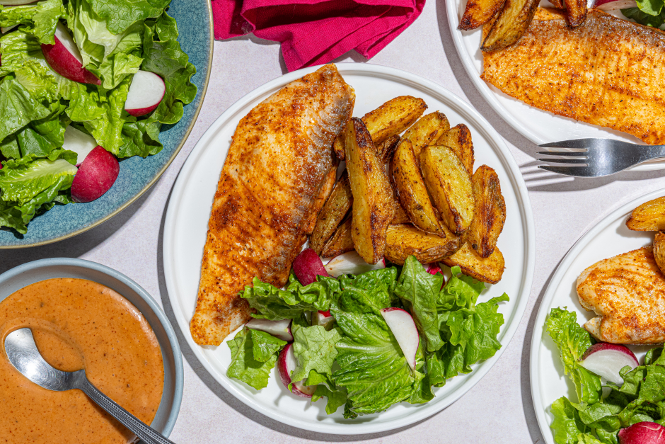 Hickory-Spiced Tilapia Sheet Pan