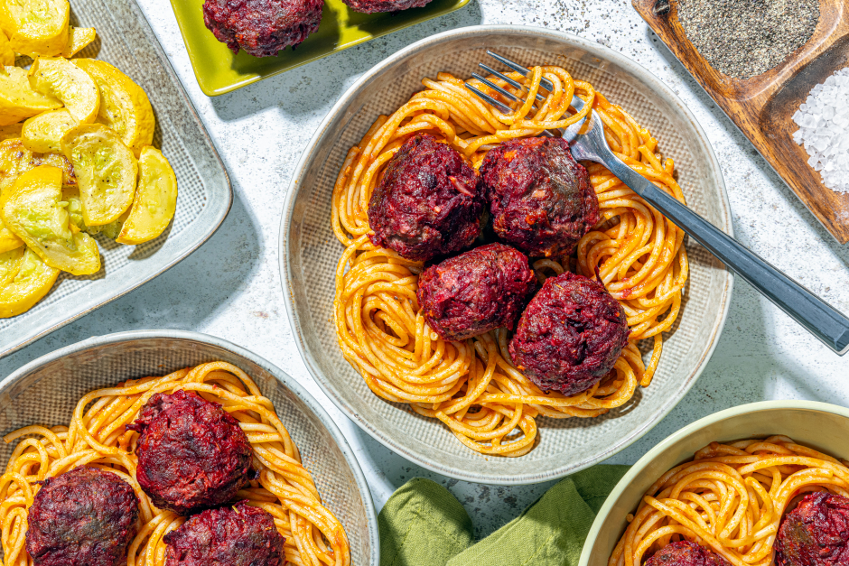 Spaghetti boulettes de betteraves et bœuf