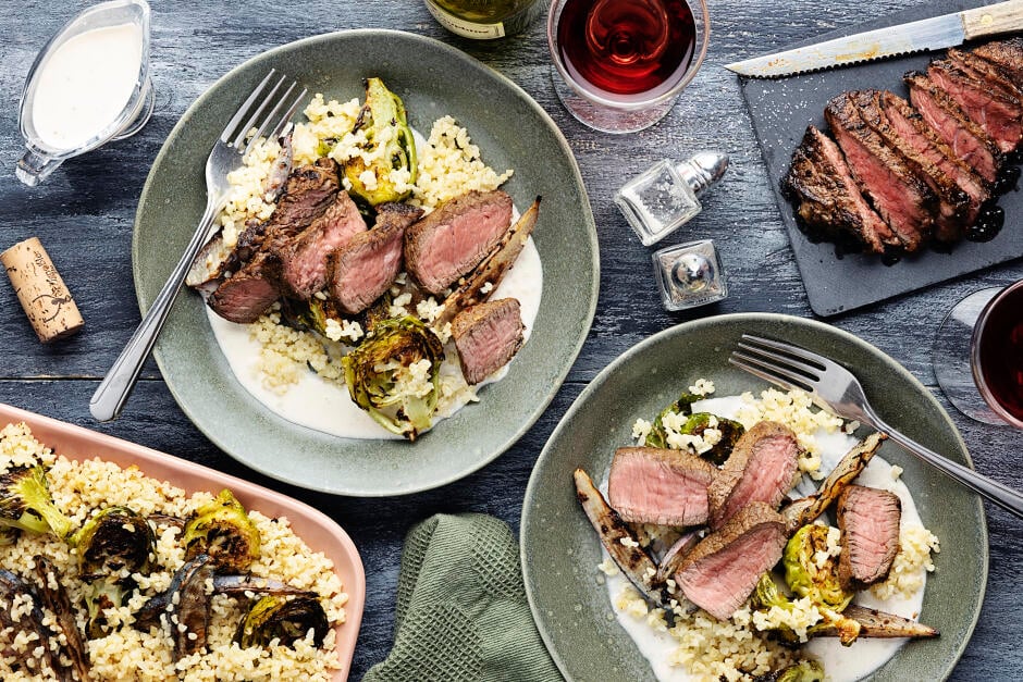 Seared Steaks with Garlic ‘Hollandaise’