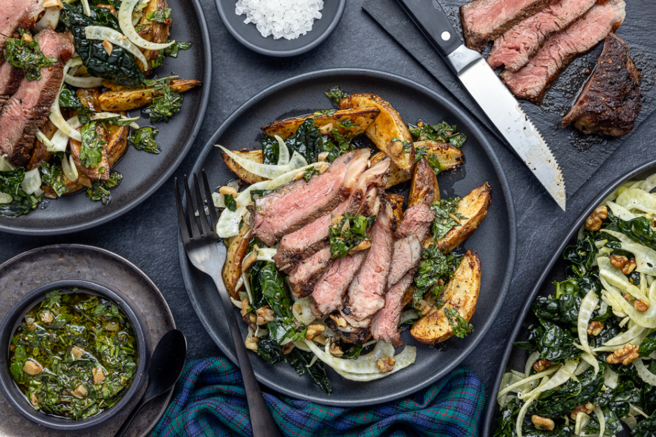 Grass-Fed Striploin Steak with Herby Chimichurri