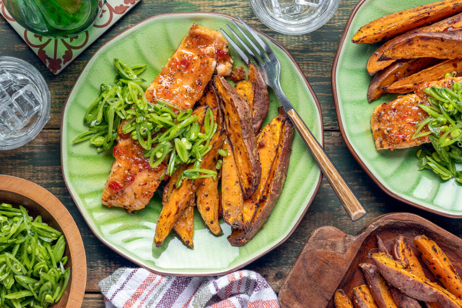 Protein Swap | Sweet Chili-Ginger Shrimp Sheet Pan