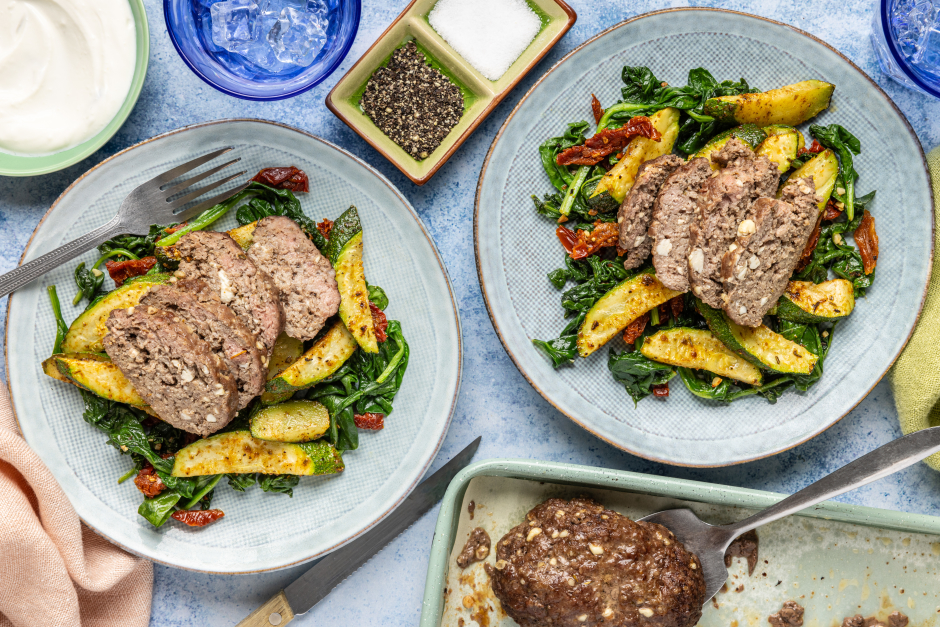 Feta-Stuffed Pork Mini Meatloaves