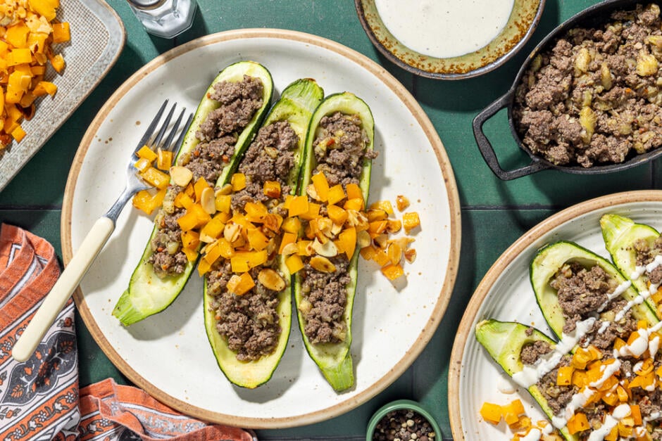 Middle Eastern Beef Zucchini Boats