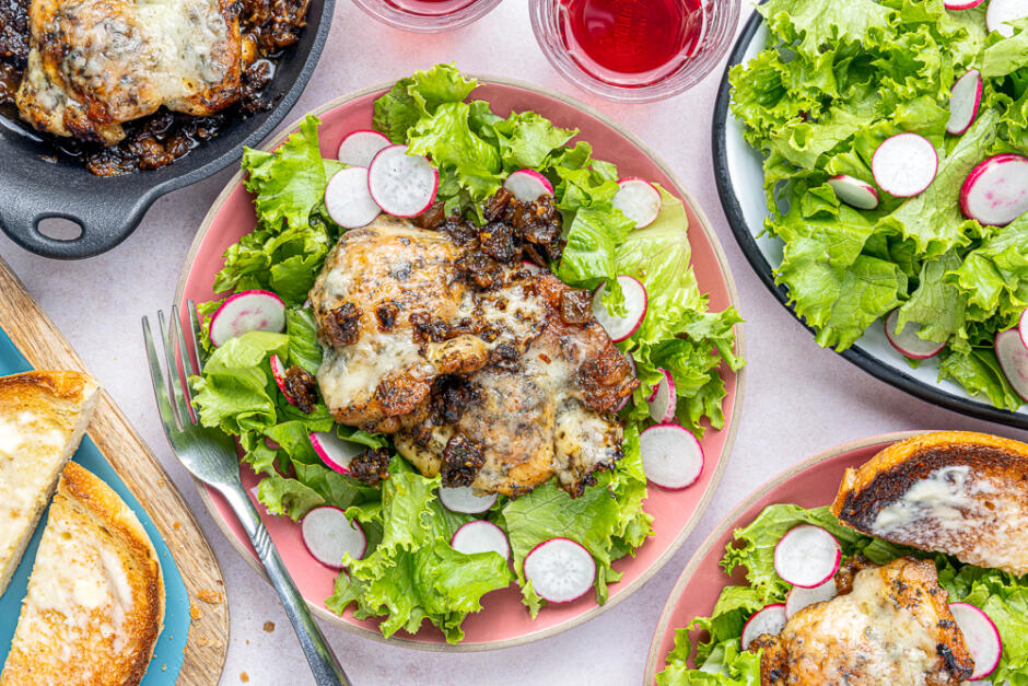 Poêlée de poulet style soupe à l'oignon