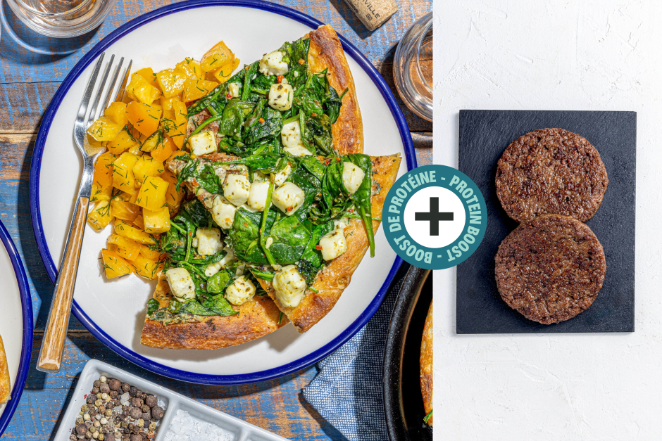 Protein Boost | Garlicky Spanakopita Impossible™ Beef Skillet Pizza