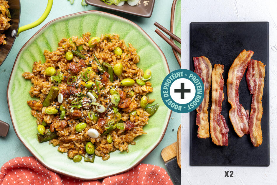 Boost de protéines | Riz frit au double bacon