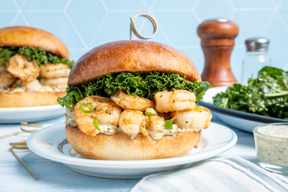 Old Bay-Style Shrimp Burgers