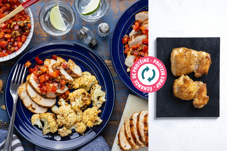 Protein Swap | Saucy Chicken Thighs with Sweet Pepper-Walnut Salsa