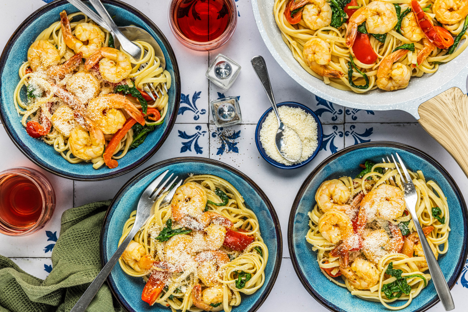 Fettucines Alfredo aux crevettes