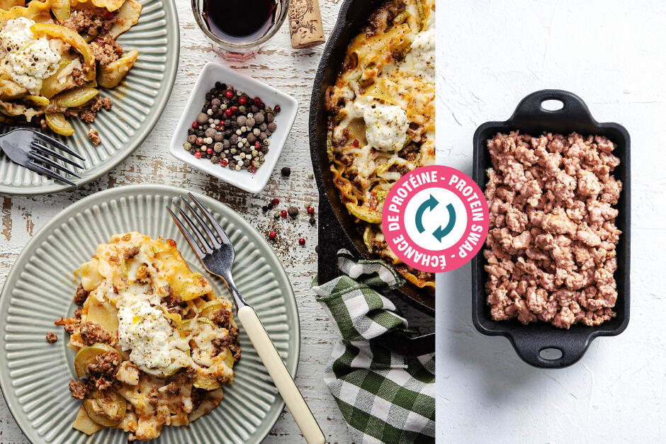 Protein Swap | Sausage Meat & Zucchini Skillet Lasagna