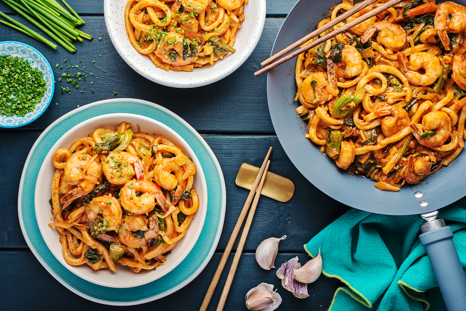 Shrimp & Spicy Kimchi Udon Noodles