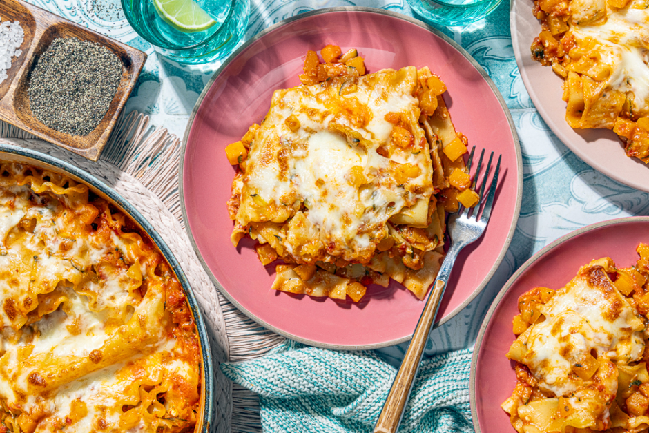 Lasagne courge-fromage à la poêle