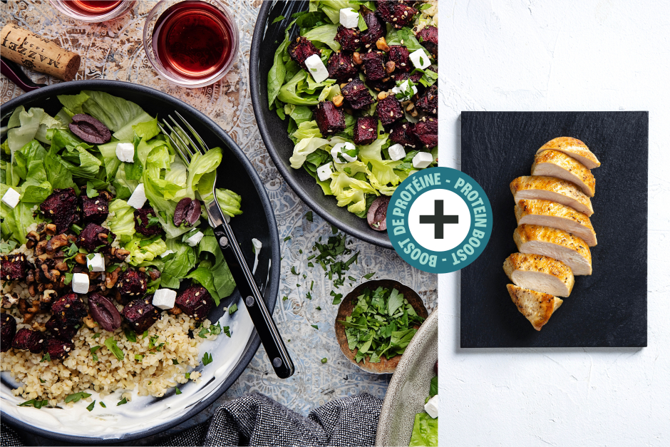 Protein Boost | Greek-Style Chicken, Beet, Feta & Walnut Bowls
