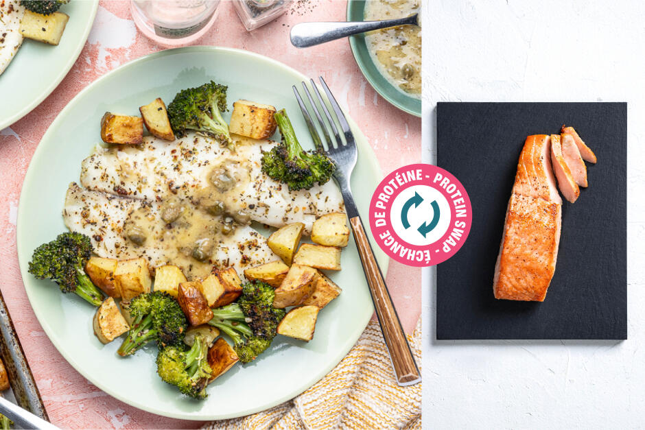 Protein Swap | Sheet Pan Salmon Piccata
