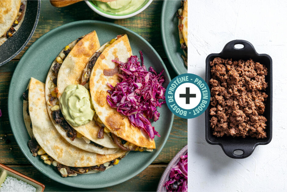 Protein Boost | Beef, Black Bean & Corn Quesadillas