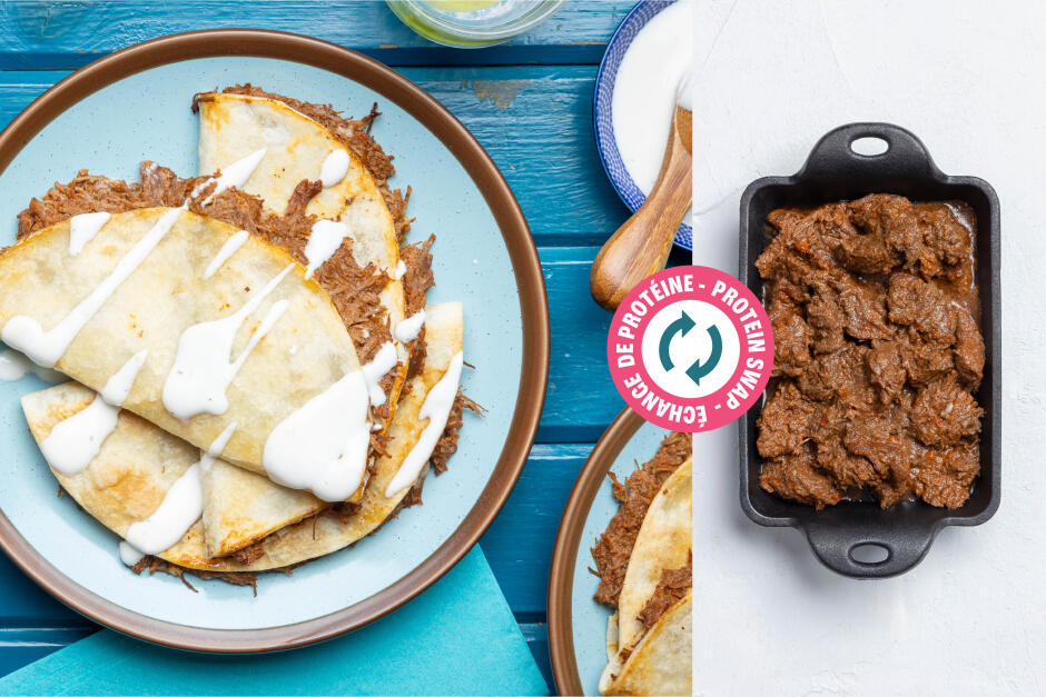 Protein Swap | Sheet Pan Beef Birria Quesadillas