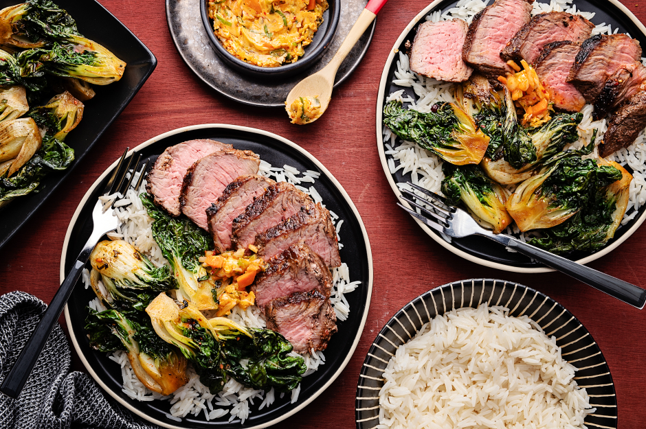 Korean-Style Steaks & Spicy Kimchi Butter