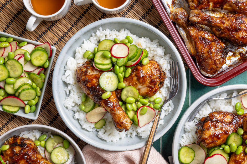 Lemongrass-Glazed Chicken Drummie Rice Bowls