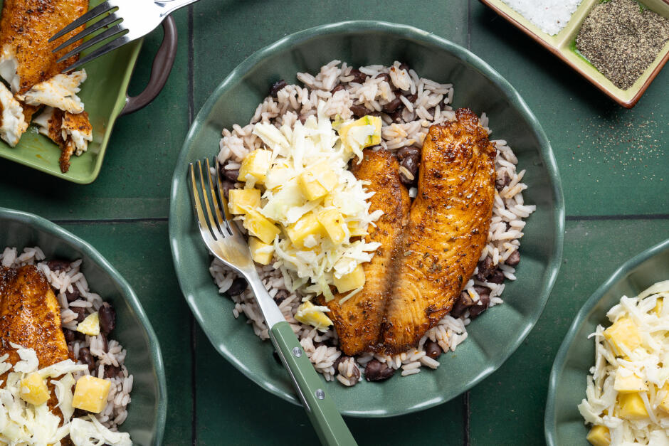Blackened Fish & Black Bean Rice Bowls