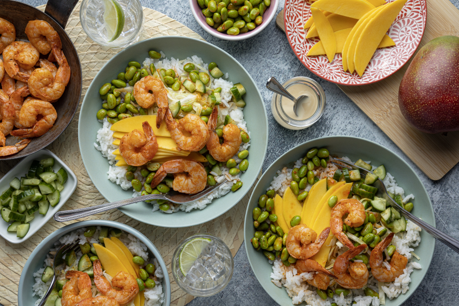 Shrimp & Mango Poke Bowls