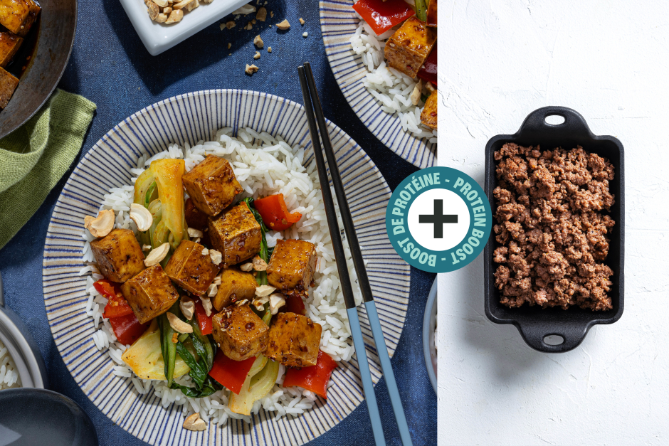 Boost de protéines | Bols de riz au bœuf haché et tofu à l’asiatique
