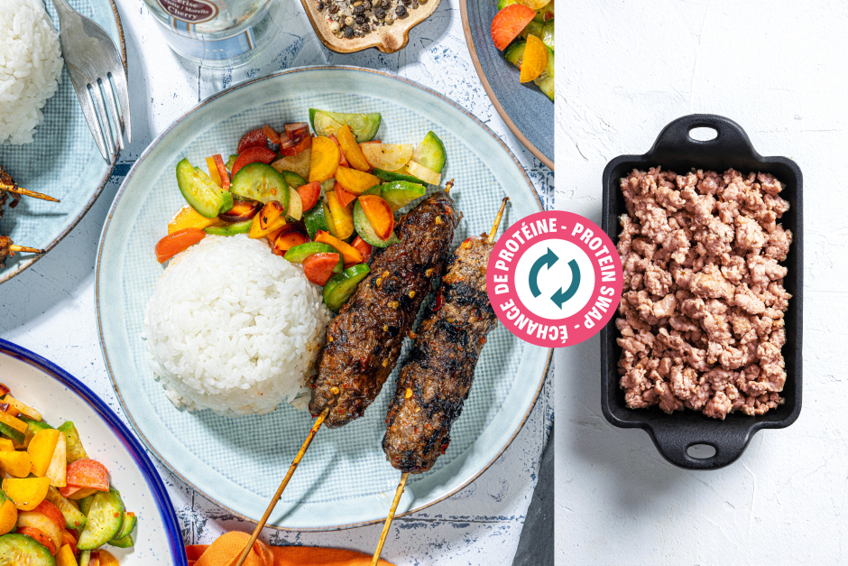 Échange de protéine | Brochettes de porc grillées à la sauce thaïe