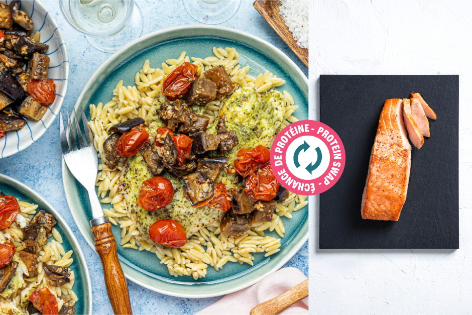 Échange de protéine | Saumon au pesto cuit au four