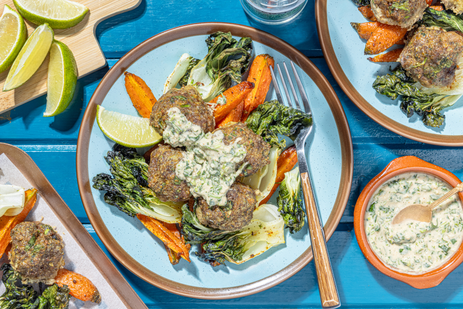 Sucres lents: Boulettes de bœuf vindaloo épicées et légumes au four