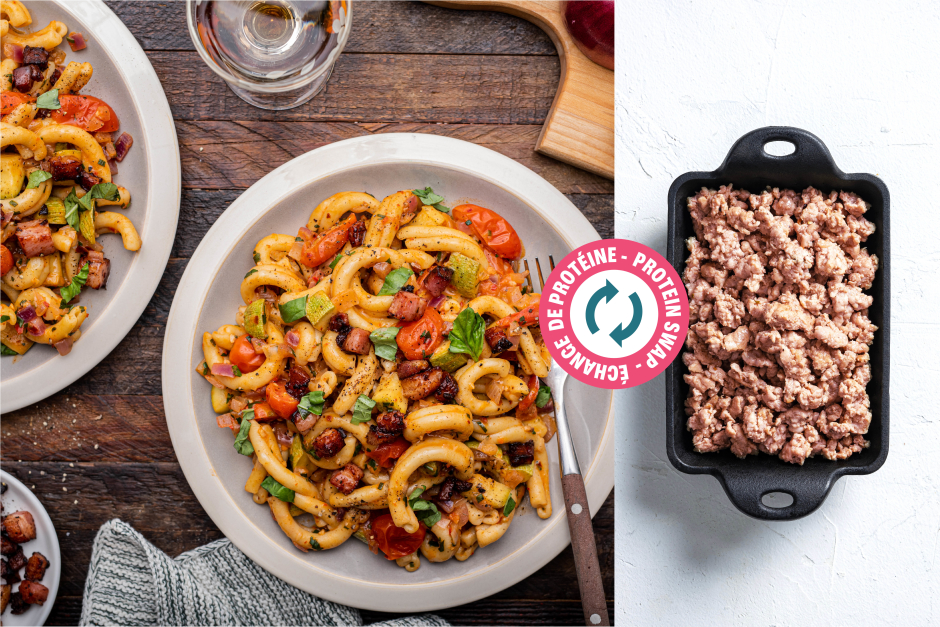 Échange de protéine | Gemellis frais avec chair à saucisse et basilic frais