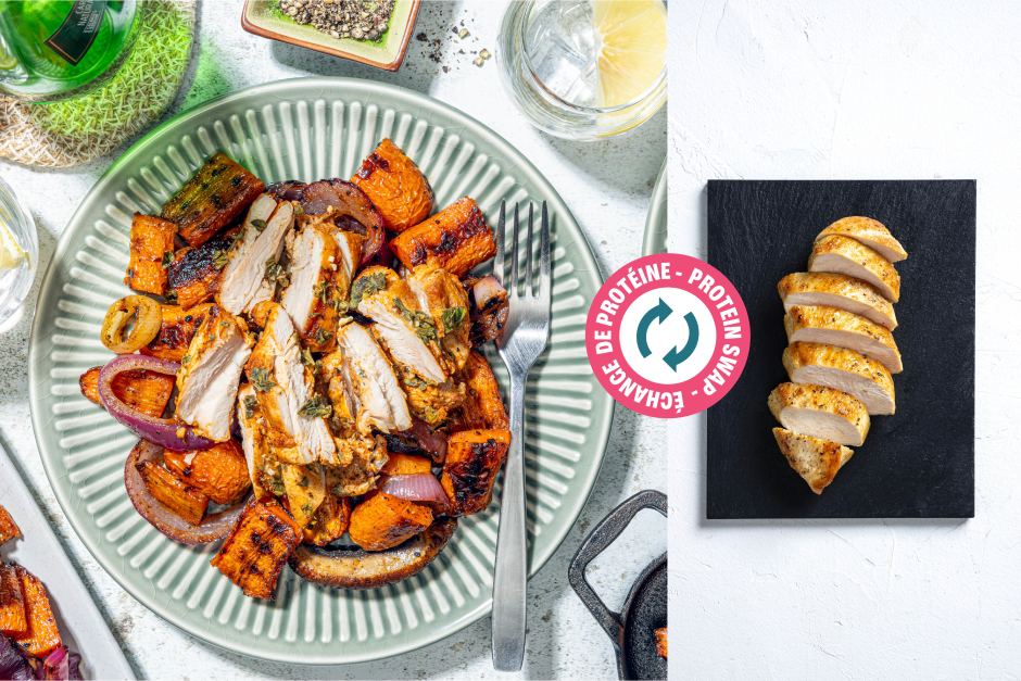 Échange de protéine | Grillade de poulet et légumes grecque