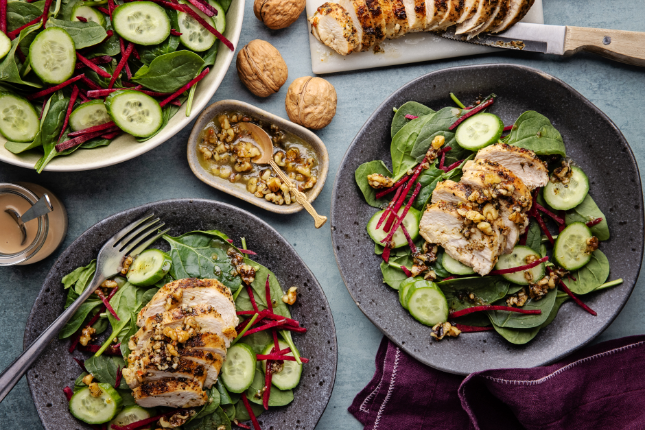 Sain + Sensé: Poitrines de poulet avec beurre noisette aux noix de Grenoble